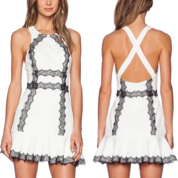 Revolve NBD Sz Large Gracious Laces Halter Fit and Flare Mini Dress - Picture 1 of 16